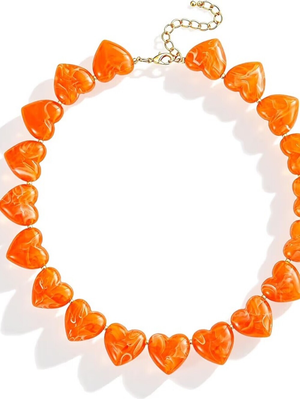 Chunky Heart Choker Necklace Acrylic Puffy Heart Statement Beaded